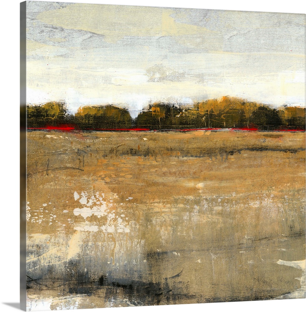 Contemporary abstract painting resembling a country landscape.