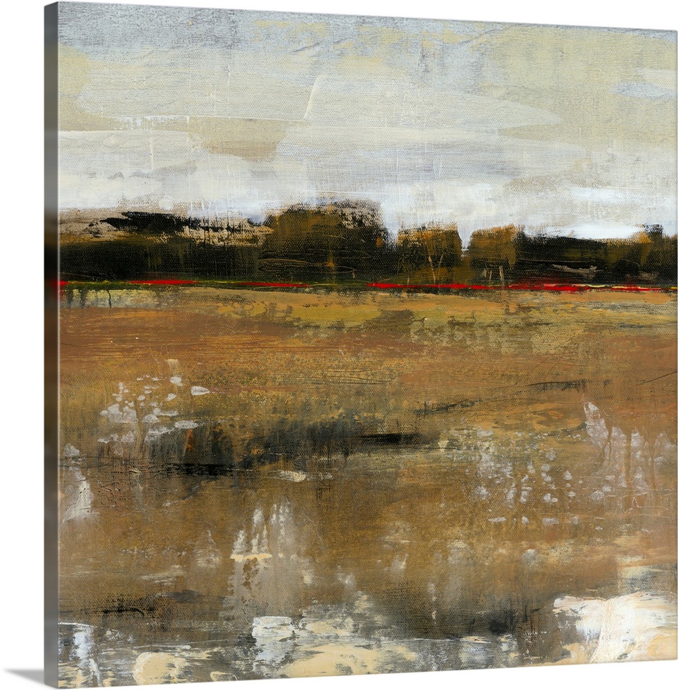 Contemporary abstract painting resembling a country landscape.