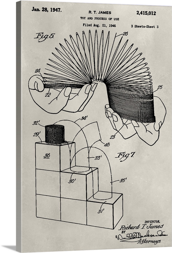 Vintage patent illustration of a slinky.