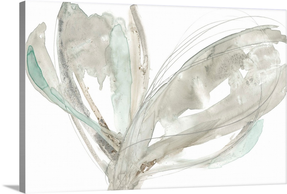 Contemporary painting of large abstracted flower petals in neutral shades.