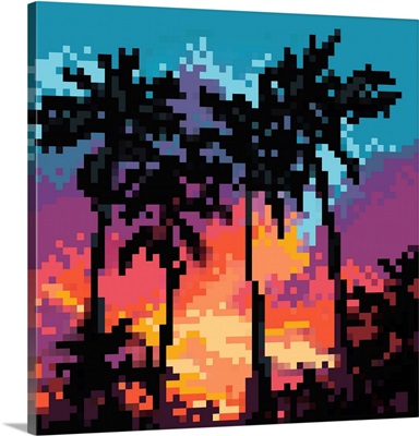 Pixel Palm Sunset I