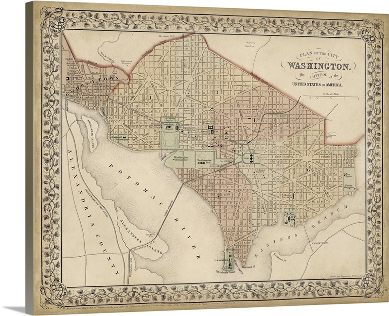 Plan of Washington DC Wall Art, Canvas Prints, Framed Prints, Wall ...