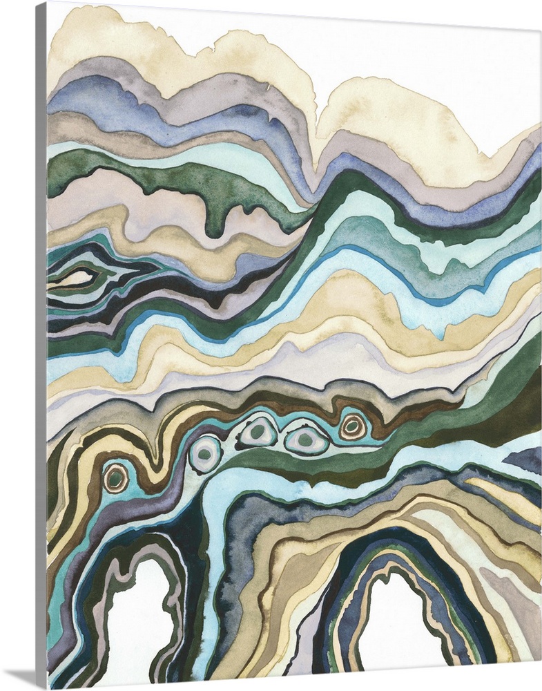 Contemporary abstract artwork resembling a cross section view of a geode cross section.