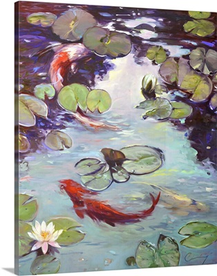 Red Koi and Lilies