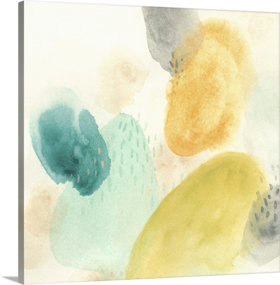 Cheery abstract artwork in yellow and blue pastel colors.