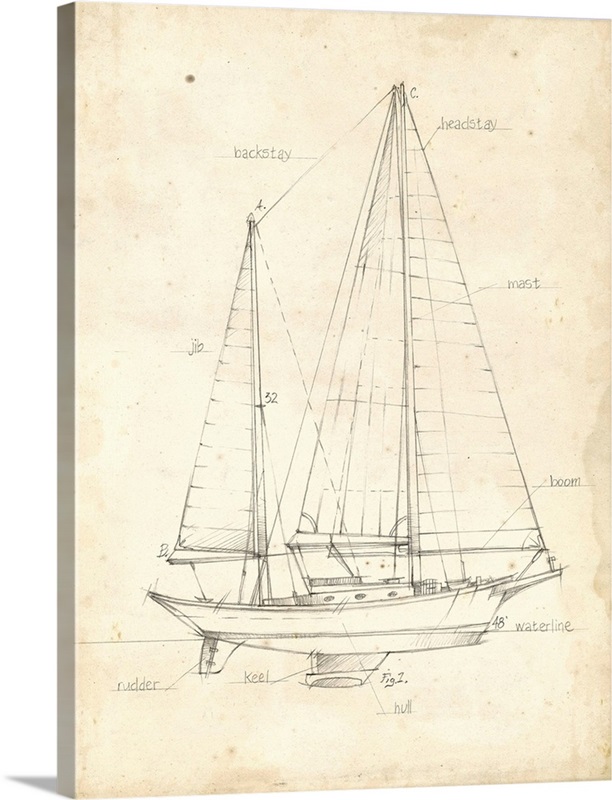 Sailboat Blueprint VI | Great Big Canvas