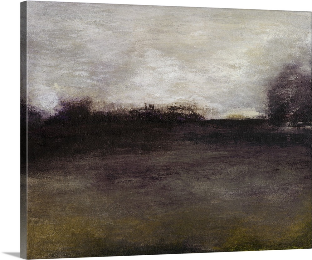 Ethereal abstract painting in somber earth-tones.