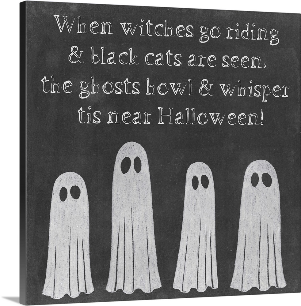 Decorative holiday print for Halloween with ghosts.