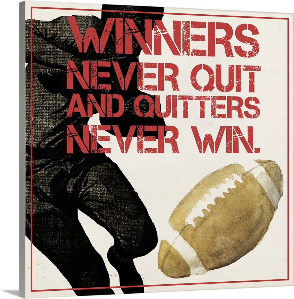 Graphic of a football player kicking a ball, with motivational text.