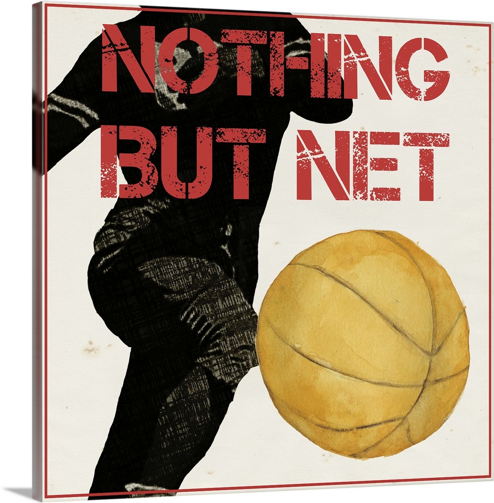Graphic of a basketball player dribbling a ball, with motivational text.