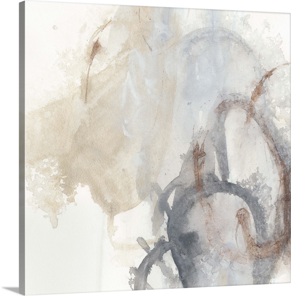 Abstract watercolor painting in muted earth tones.