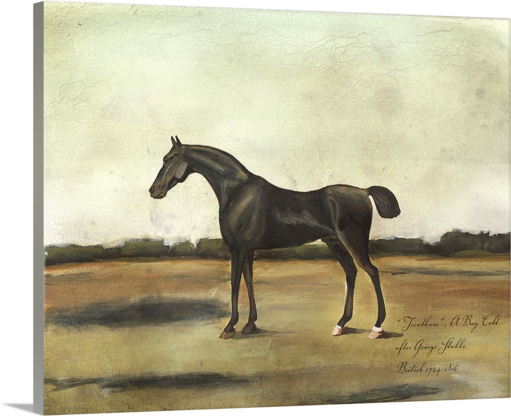 Contemporary painting of a horse in a field, reminiscent of antique equestrian portraits.