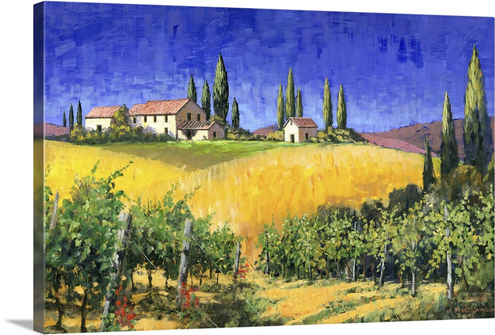 Contemporary Tuscan landscape painting.