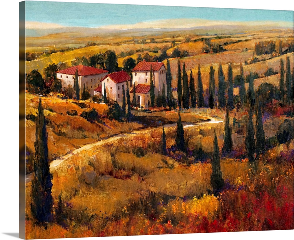 JP London 4 Panels 14in 4 Huge Gallery Wrap Canvas Wall Art Chianti Tuscany Vineyard Range At Overall 28in QDCNV2080 DMCNV2271 