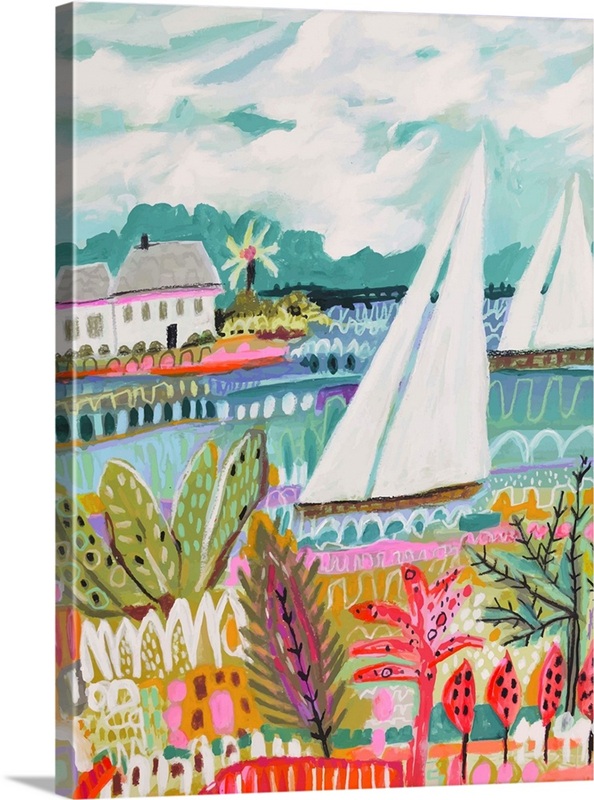 Two Sailboats and Cottage II | Great Big Canvas