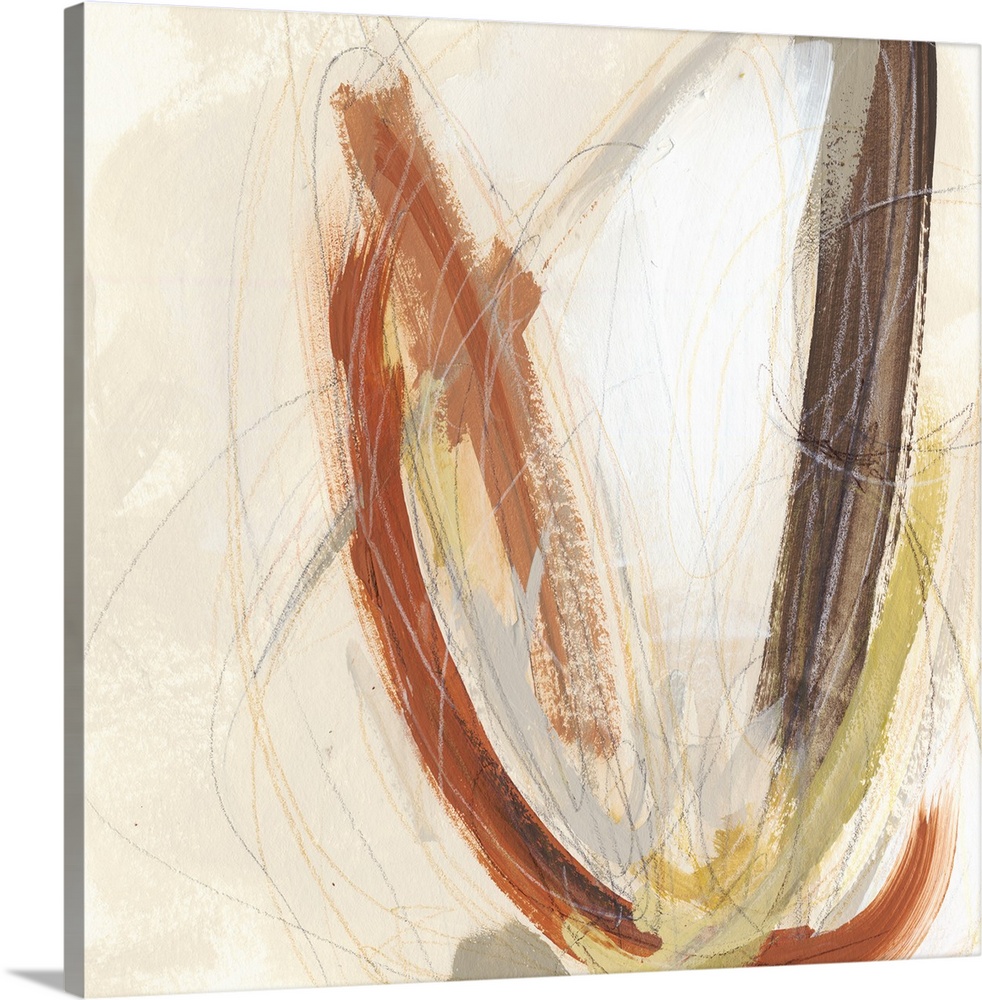 Contemporary abstract artwork using muted tones of earthy colors.