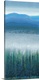image thumbnail of Vertical painting of a mountain valley with dense fog over pine trees.