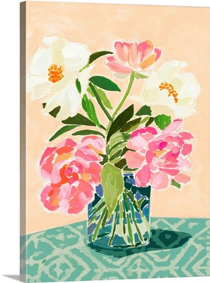 Vase On Patterned Tablecloth II
