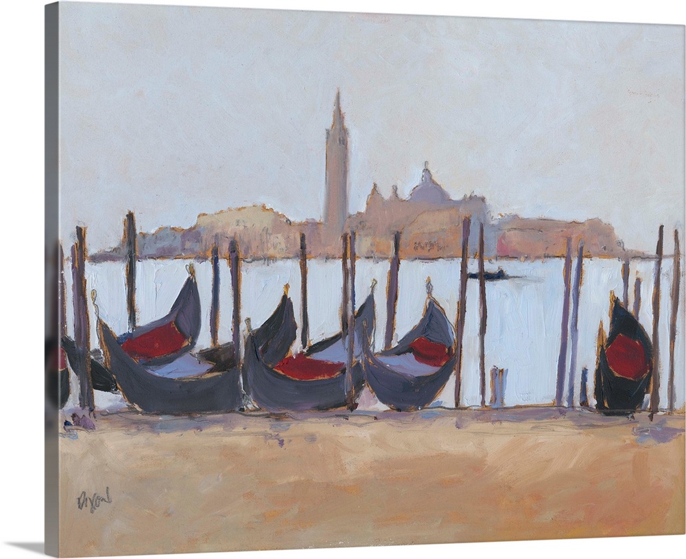 Minimalist study of a gondolas in the canal in Venice.