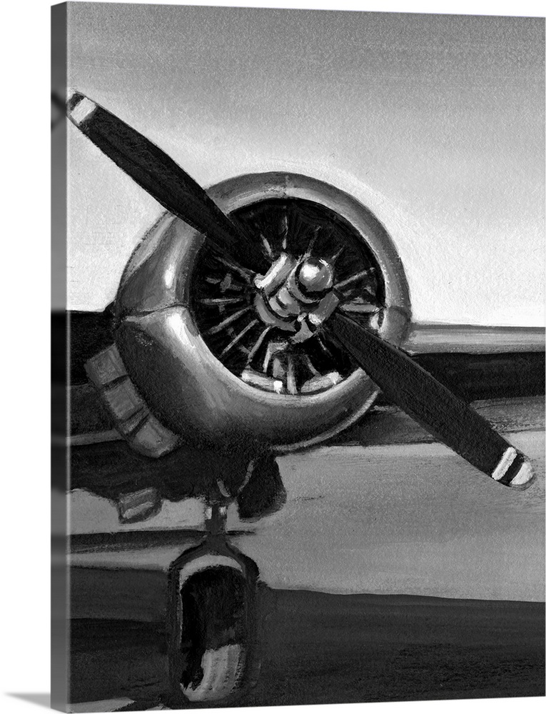 Antique art of an airplane propeller.