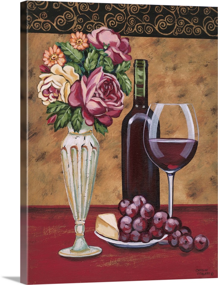 Vintage Flowers and Wine I