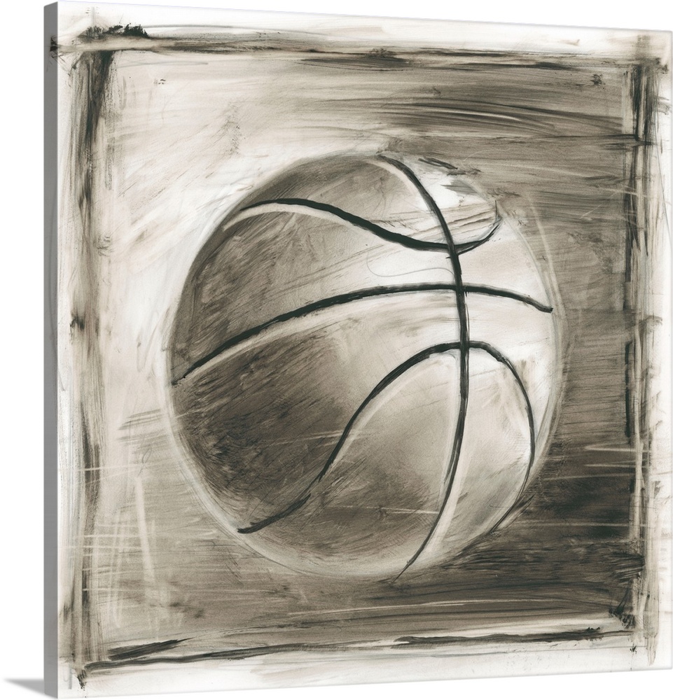 Sepia toned sketch of a basketball.