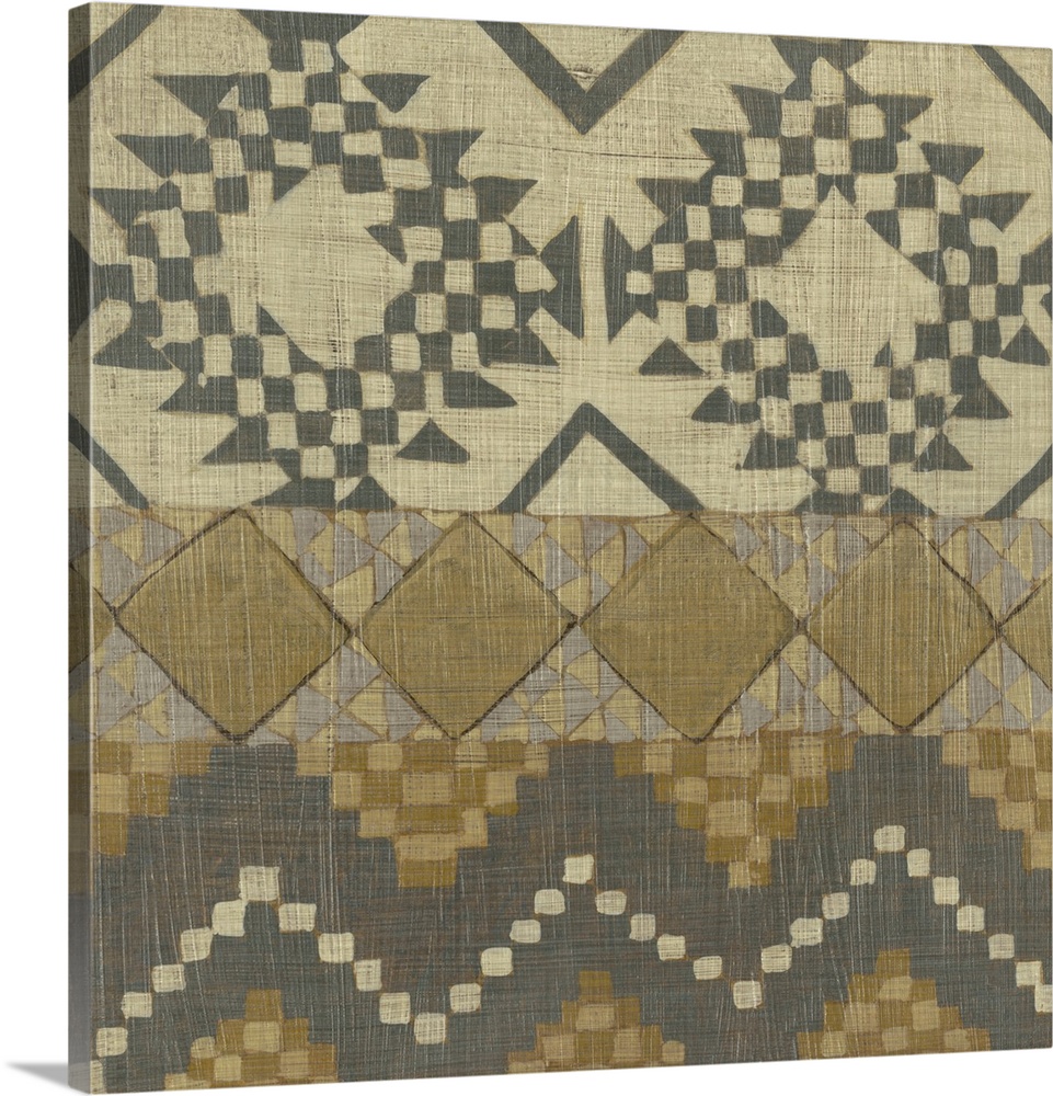 Bohemian abstract pattern in warm grays and earth tones.