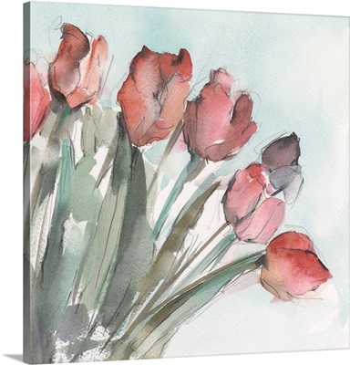 Watercolor Tulip Garden I