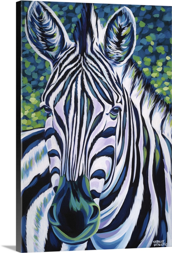Contemporary painting of the face of a zebra.