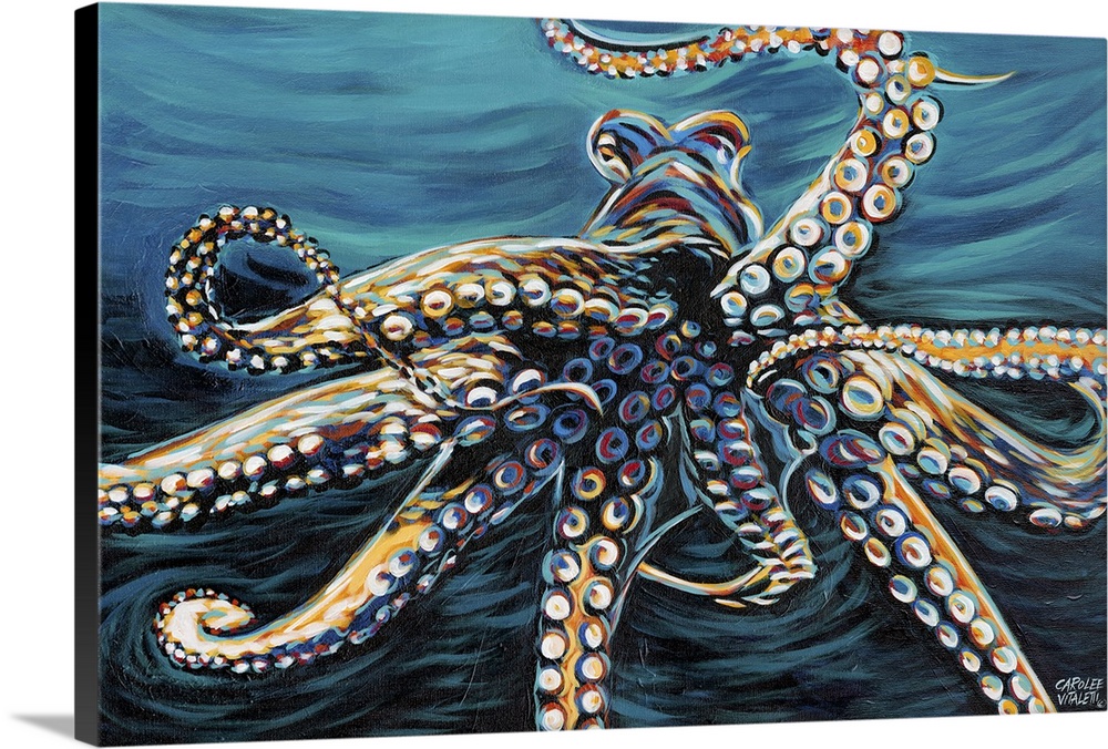 Contemporary painting of the under side of an octopus.