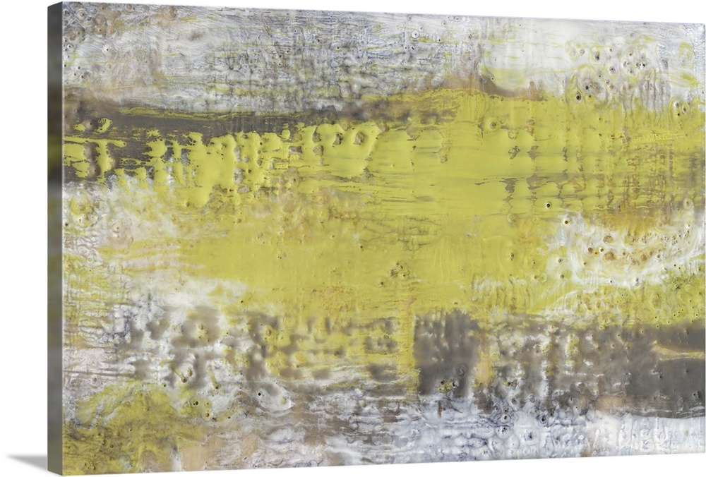 Contemporary abstract painting pale green mixed with neutral colors in a washed look.