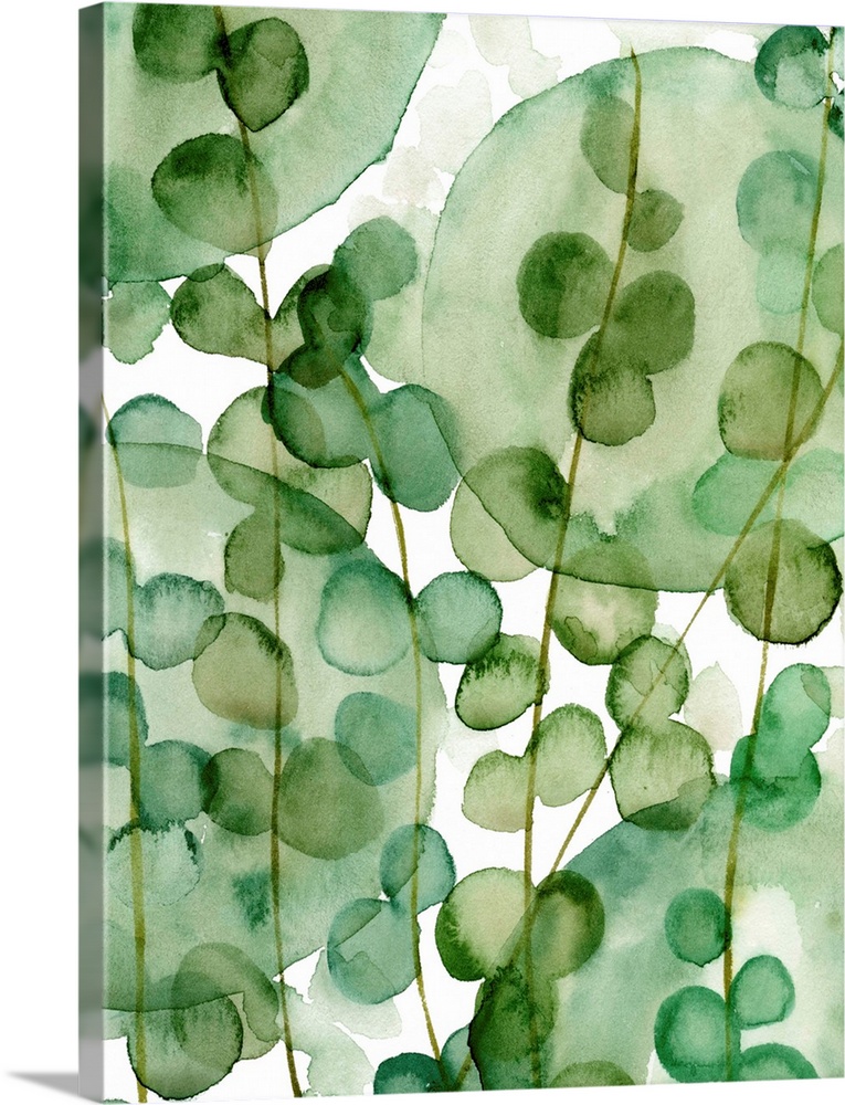 Abstract interpretation of tropical foliage made with shades of green.
