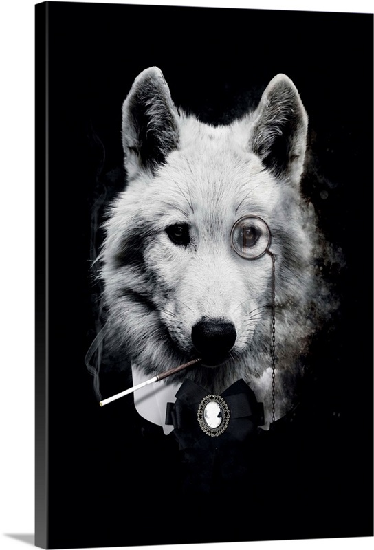 Scratchboard Wolf III | Large Metal Wall Art Print | Great Big Canvas