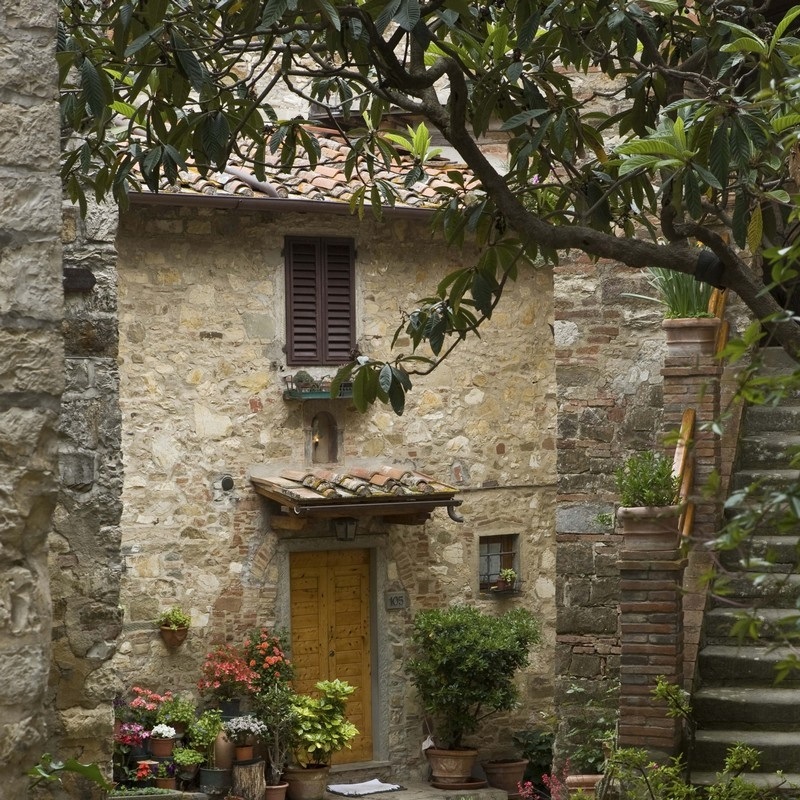 Tuscany Italy Quaint village lane in Canvas Wall Art Print Home Decor