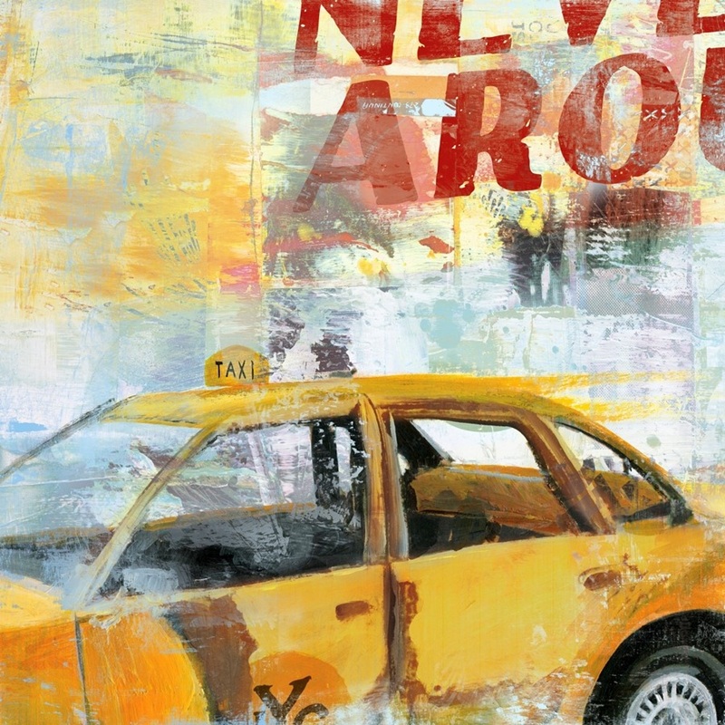Tableau Photo Toile Taxi New York – 80x60 Cm – Décoration Murale Fabriquée En Allemagne