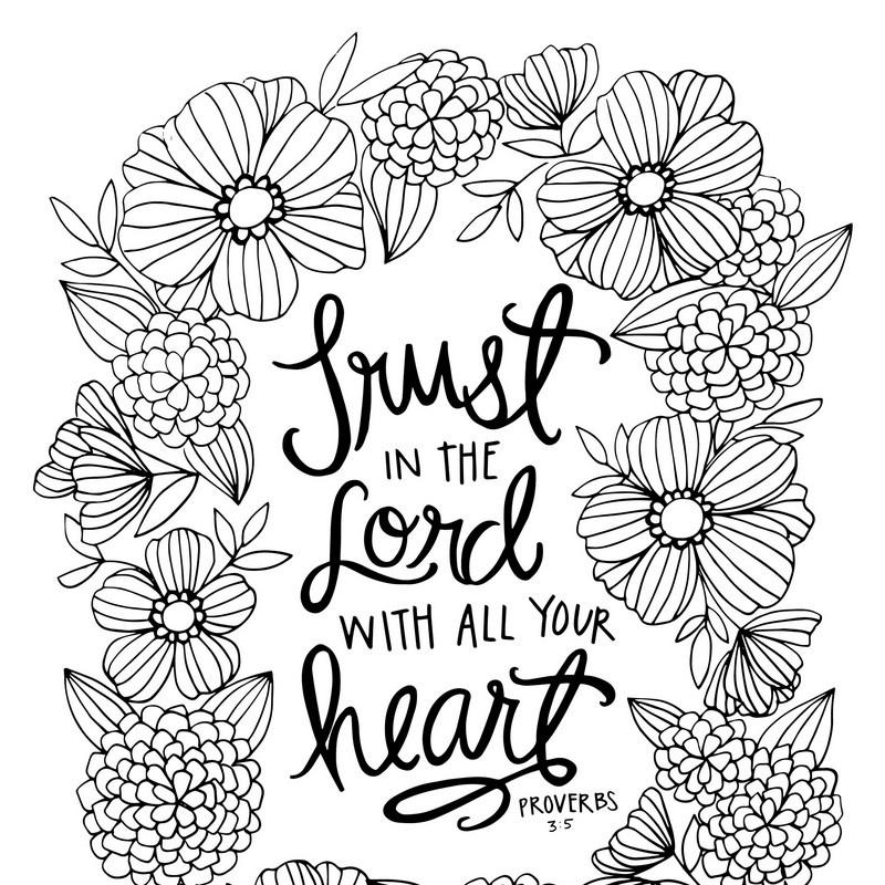 The Lord Is My Strength And My Shield Handlettered Coloring Wall Art ...