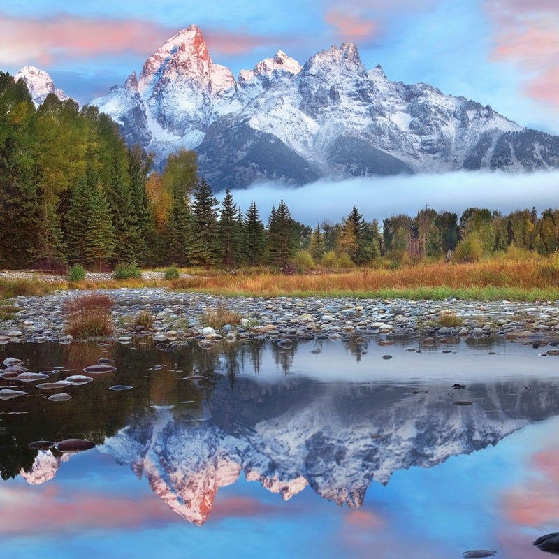 Tableau Toile Paysage USA Parc Grand Teton Wyoming, 5 Panneaux, Art Mural Noir Et Blanc