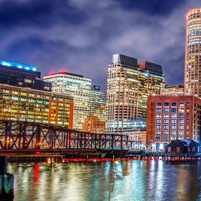 Poster Déco Murale Boston - Skyline Géométrique De La Ville - Impression Artistique Sur Toile - Style Moderne