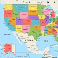 US Map - Color, Classic Text image thumbnail