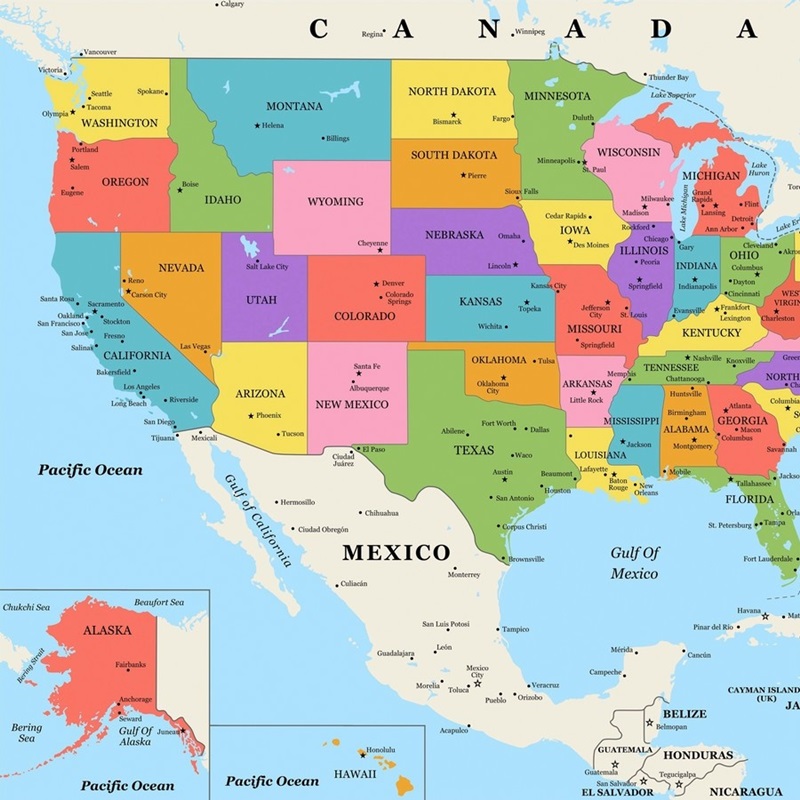 United States Maps Wall Art & Canvas Prints | United States Maps ...