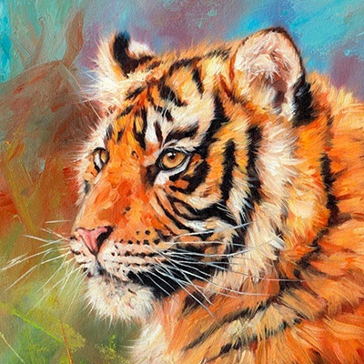 Tiger portrait art with abstract background